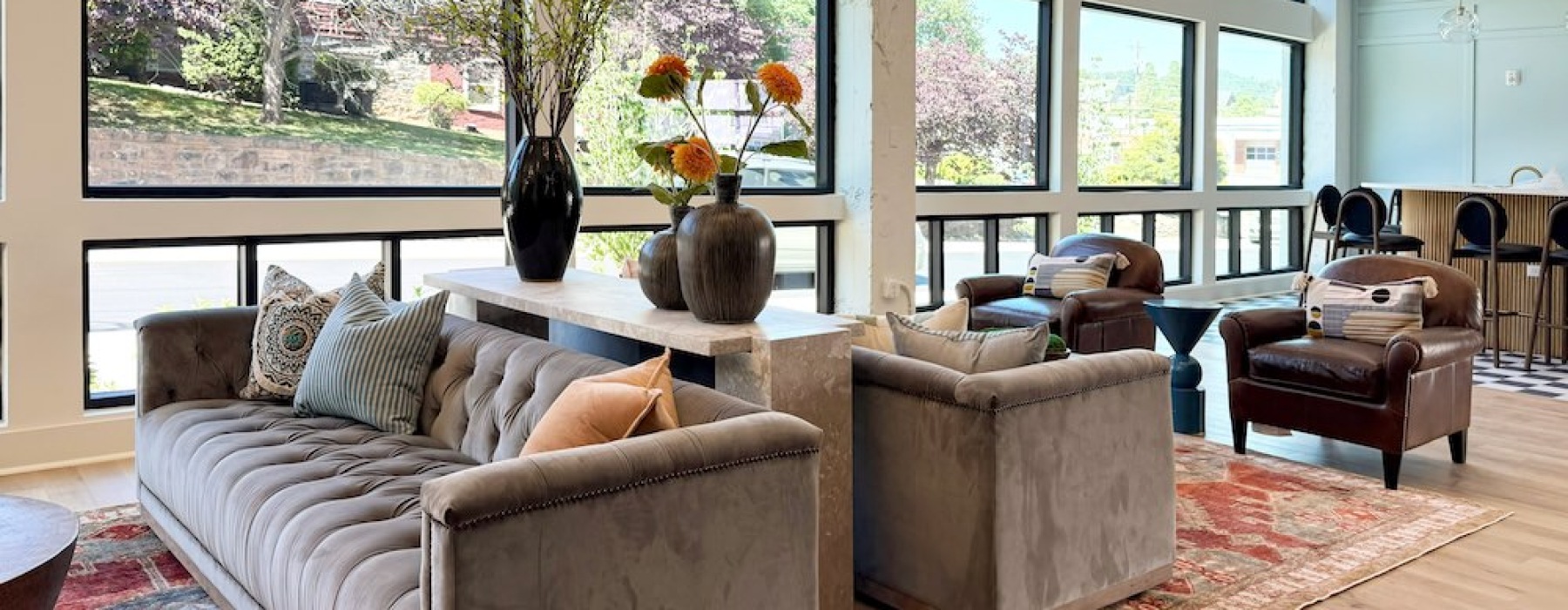 a spacious naturally lit lounge